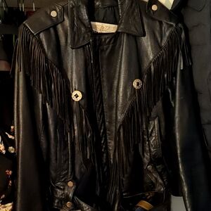 Genuine leather biker jacket